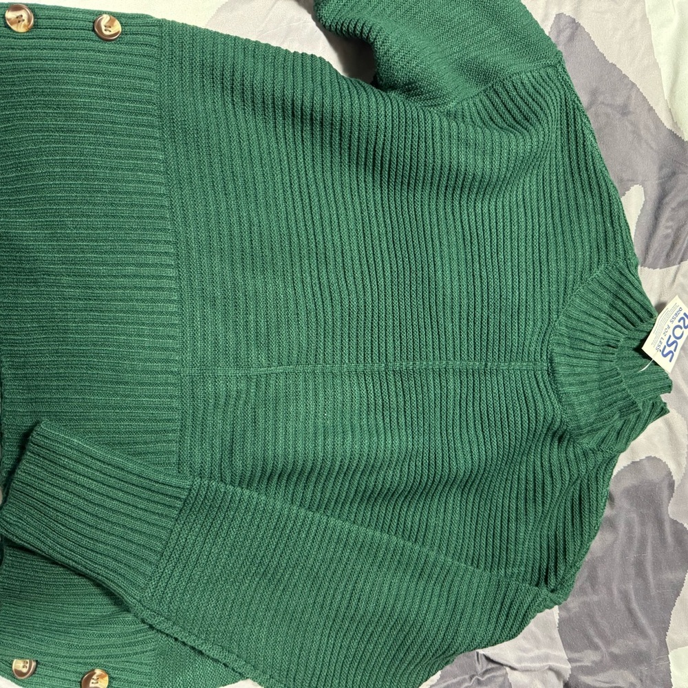 Green Ribbed Women's Sweater